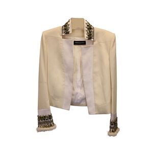 Pierre Balmain Embellished Blazer in White Polyester